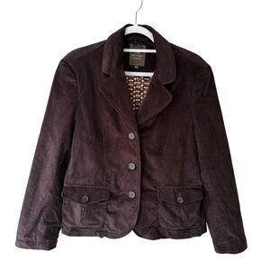 Lady Hathaway Women's Brown Corduroy Jacket Size M Retro Vintage Minimalist